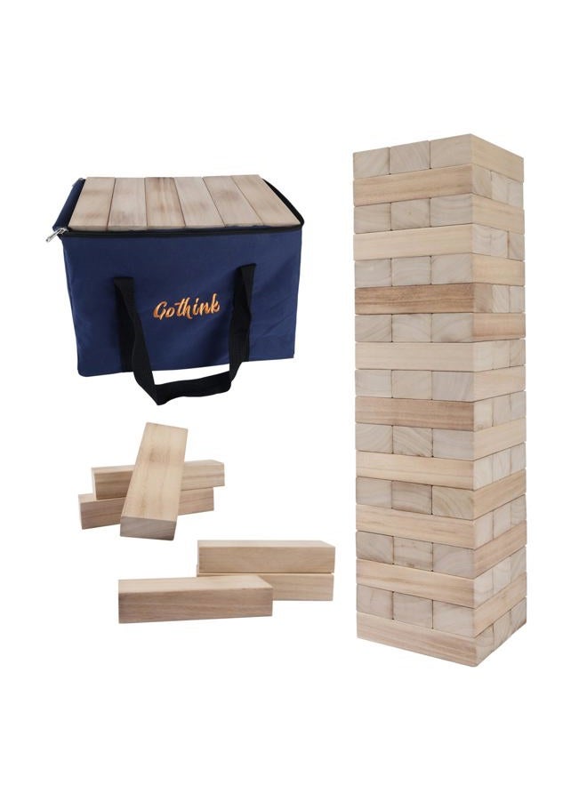 GOTHINK 54pcs Wooden Wobble Tower Game, Tumble Tower Stacking Games up to 1.2 m with Carry Bag, Garden Game Gift for Children Adults Family - Image 1