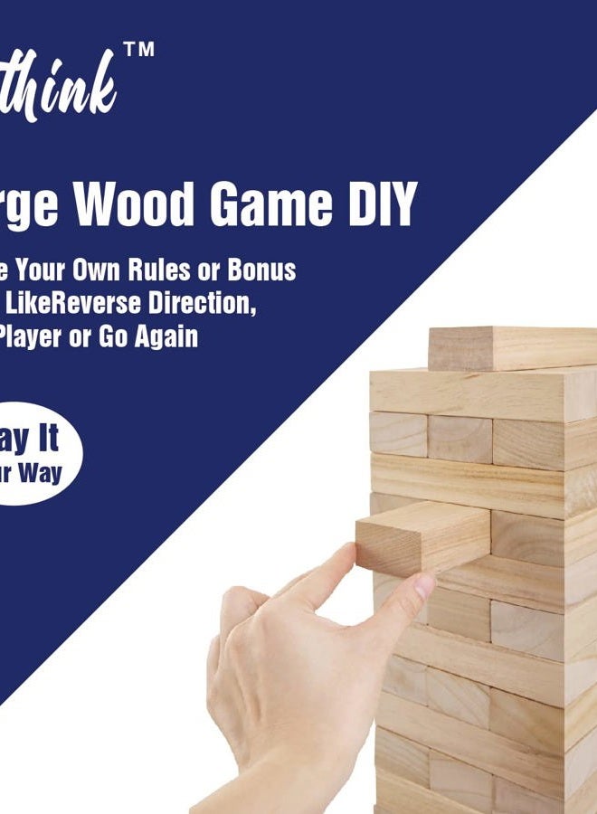 GOTHINK 54pcs Wooden Wobble Tower Game, Tumble Tower Stacking Games up to 1.2 m with Carry Bag, Garden Game Gift for Children Adults Family - Image 5