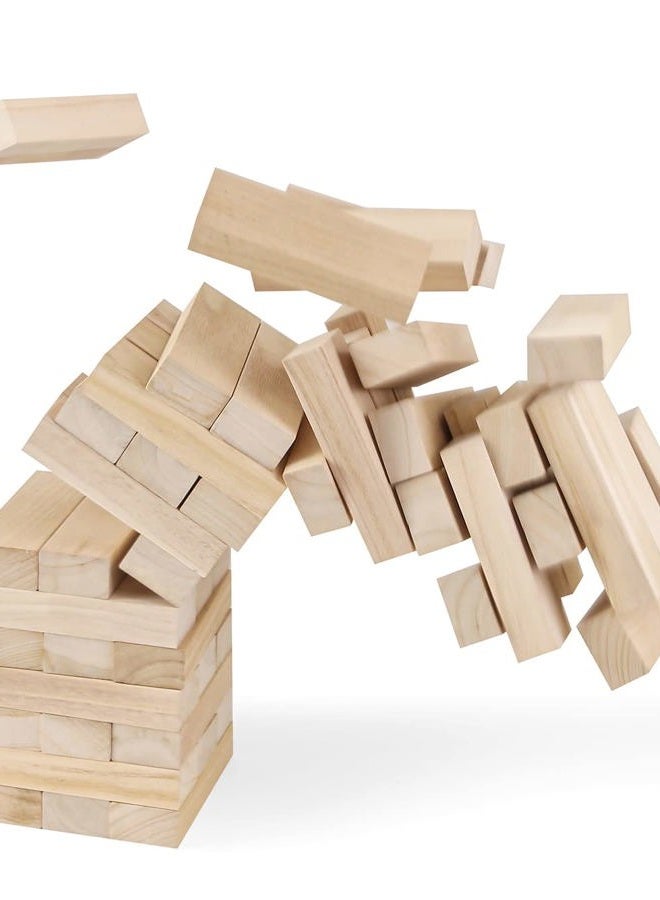 GOTHINK 54pcs Wooden Wobble Tower Game, Tumble Tower Stacking Games up to 1.2 m with Carry Bag, Garden Game Gift for Children Adults Family - Image 3