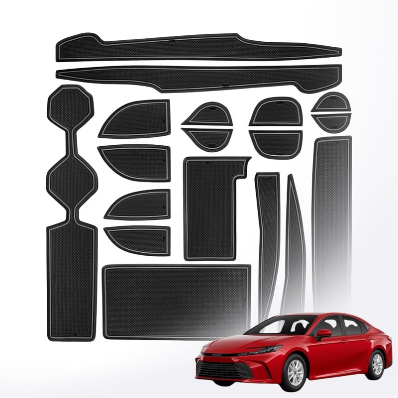 TRX AUTO Anti-Slip Interior Liner Set for Toyota Camry 2018–2023 | Silicone Mats for Cup Holders, Door Slots And Center Console | Interior Accessories for Toyota Camry - Image 1