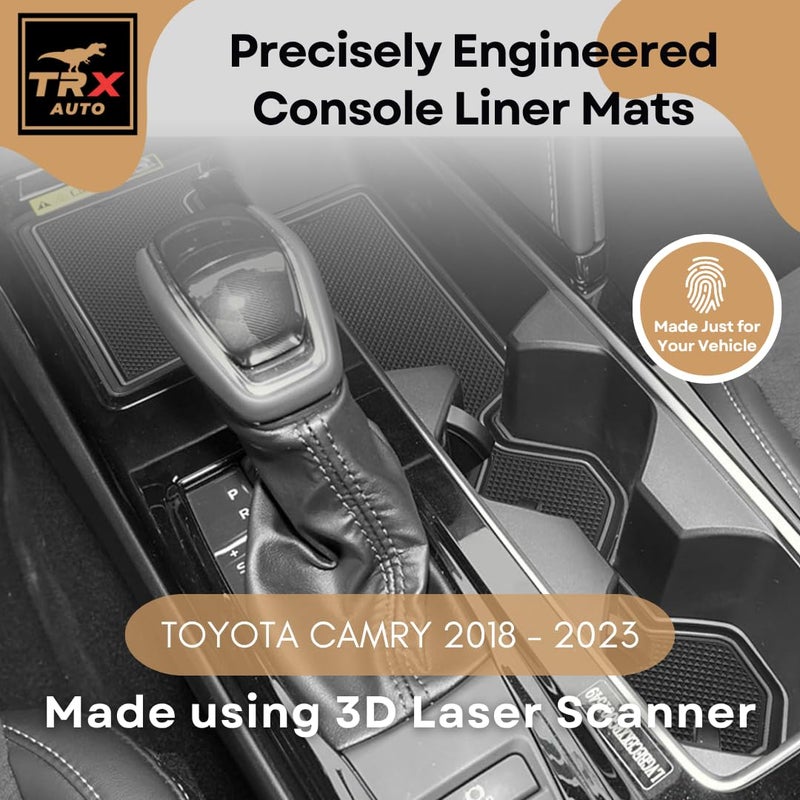 TRX AUTO Anti-Slip Interior Liner Set for Toyota Camry 2018–2023 | Silicone Mats for Cup Holders, Door Slots And Center Console | Interior Accessories for Toyota Camry - Image 4