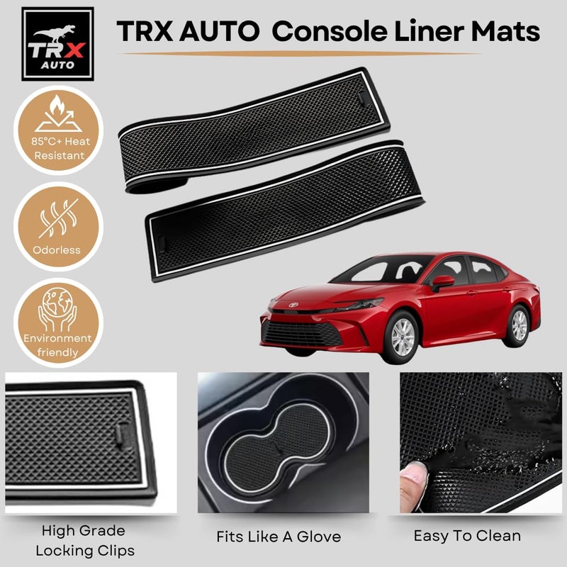 TRX AUTO Anti-Slip Interior Liner Set for Toyota Camry 2018–2023 | Silicone Mats for Cup Holders, Door Slots And Center Console | Interior Accessories for Toyota Camry - Image 2
