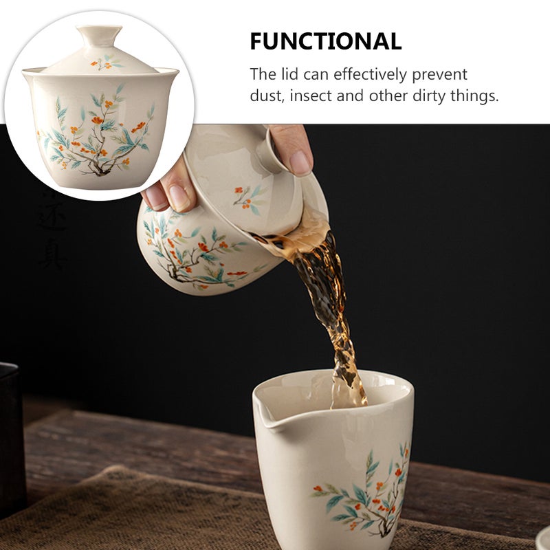 1Pc Ceramic Tea Cup Delicate Chinese Style Tea Cup Home Decorative Cup with Lid - Image 5
