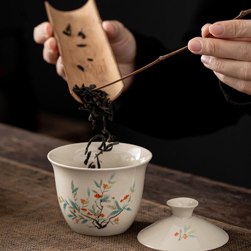 1Pc Ceramic Tea Cup Delicate Chinese Style Tea Cup Home Decorative Cup with Lid - Image 4