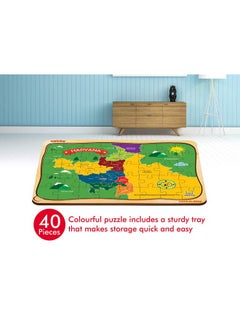 Webby Webby Kids Haryana Map Wooden Jigsaw Puzzle, 40Pcs  - Image 4