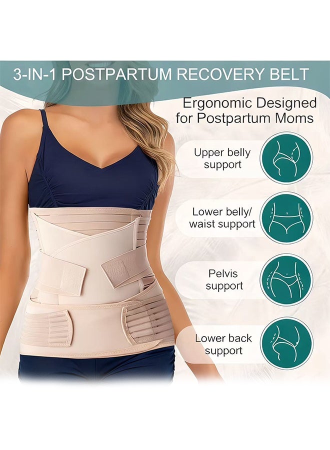Polish'D 3 in 1 Postpartum Belly Band Post C Section Support Recovery Wrap Postparto Abdominal Binder Girdles for After Giving Birth (One Size Fits all, Z-Beige) - Image 2