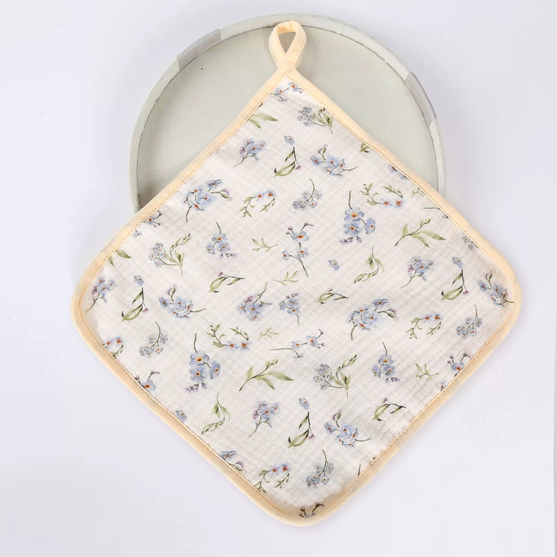 6-Layer Cotton Gauze Baby Towel with Printed Design - Absorbent Handkerchief for Face Washing, Small Square Towel with Hanging  Buckle - Image 1