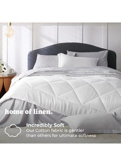 Home of linens Cotton - Reversible Heavy Comforter -4Kgs - Down Alternative Filling - (For Matress 180cm/200cm) - Size  (250cm x 240cm) - White x Light Grey  - Image 2