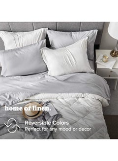 Home of linens Cotton - Reversible Heavy Comforter -4Kgs - Down Alternative Filling - (For Matress 180cm/200cm) - Size  (250cm x 240cm) - White x Light Grey  - Image 3