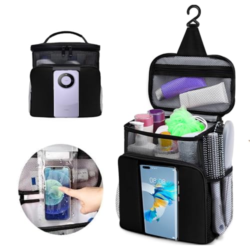 ZJSTRO Dorm Room Essentials for Guys GirlsQuick Dry Mesh Shower Caddy PortableLarge Capacity black Shower BagHanging Travel Toiletry Bag for BathroomGymCampingSwimmingTravelCollege Student Essentials - Image 1