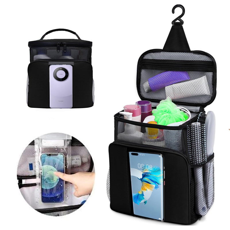 ZJSTRO Dorm Room Essentials for Guys GirlsQuick Dry Mesh Shower Caddy PortableLarge Capacity black Shower BagHanging Travel Toiletry Bag for BathroomGymCampingSwimmingTravelCollege Student Essentials - Image 2