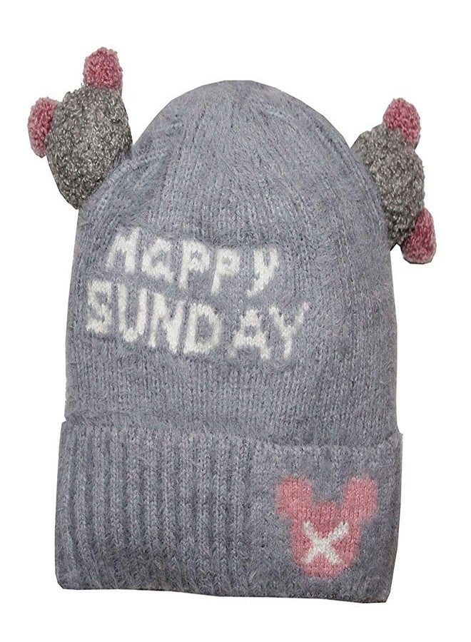 Missby® Happy Sunday Winter Woolen Yarn Cap with Double Pom Pom (Baby Boy & Girl, Multicolor Random, Pack of 1) - Image 5