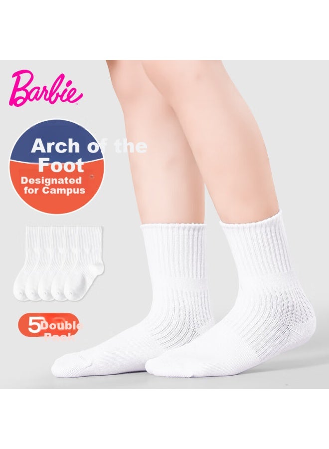 Barbie Children's Socks Student White Socks Campus Boys Spring Summer Cotton Socks Girls White Mesh Sports Socks - Image 2