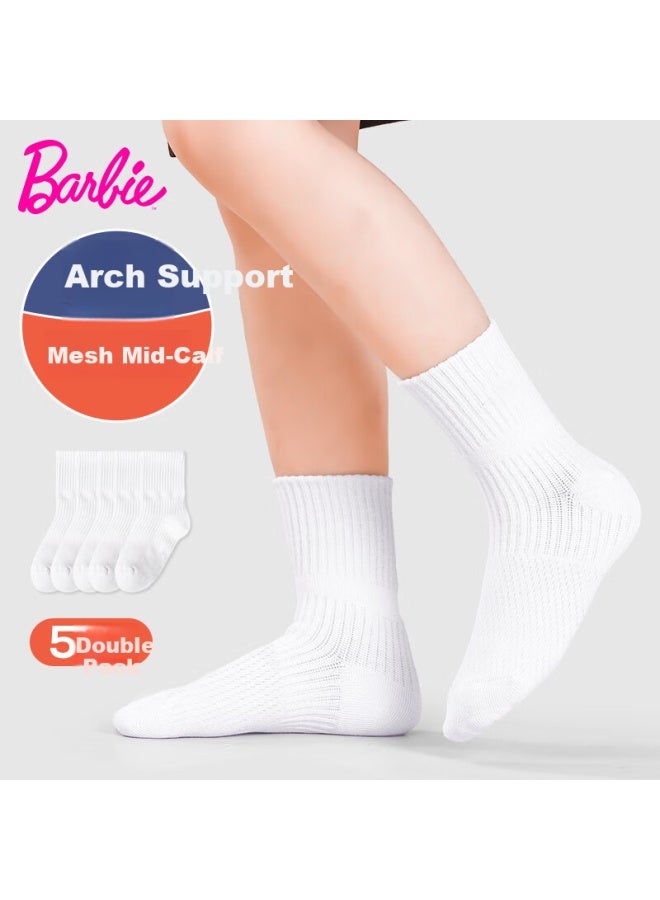 Barbie Children's Socks Student White Socks Campus Boys Spring Summer Cotton Socks Girls White Mesh Sports Socks - Image 1