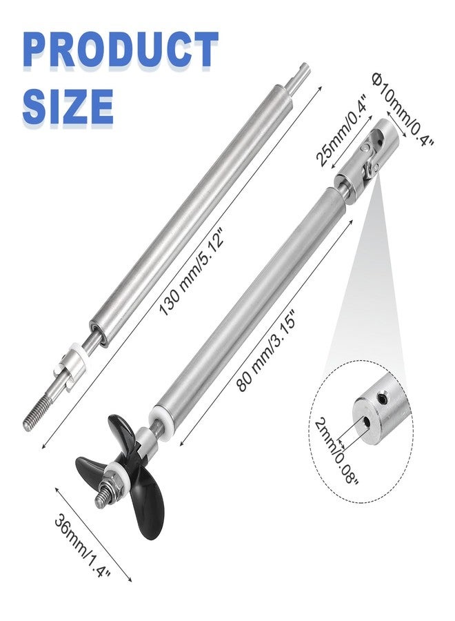 MECCANIXITY Drive Shaft W Propeller and Universal Joint for RC Boat Coupler Assemble Kit, L130mm Shaft, L80mm Sleeve, D36mm Three Propeller, Fit for 2 mm Motor Shaft - Image 2