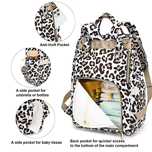 Yusudan Leopard Diaper Bag Backpack for Baby Boys Girls, Waterproof Large Nappy Bags for Mom & Dad - Image 3
