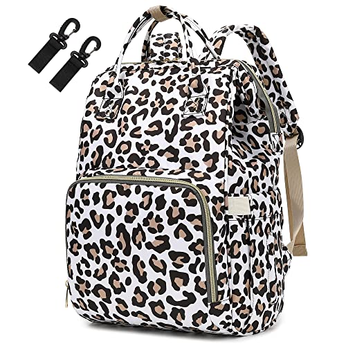 Yusudan Leopard Diaper Bag Backpack for Baby Boys Girls, Waterproof Large Nappy Bags for Mom & Dad - Image 1