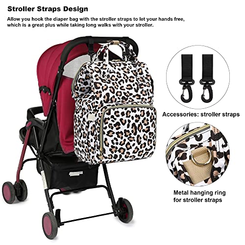 Yusudan Leopard Diaper Bag Backpack for Baby Boys Girls, Waterproof Large Nappy Bags for Mom & Dad - Image 5