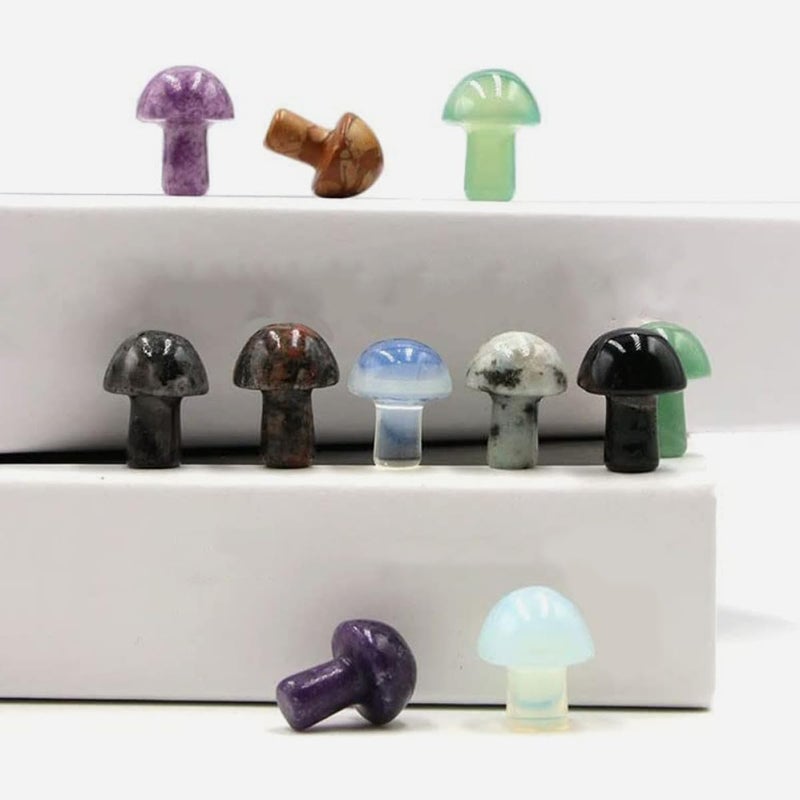 4Pcs Natural Gemstone Mushroom Figurines Set For Garden And Home Decor - Image 5