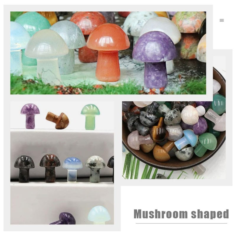 4Pcs Natural Gemstone Mushroom Figurines Set For Garden And Home Decor - Image 4