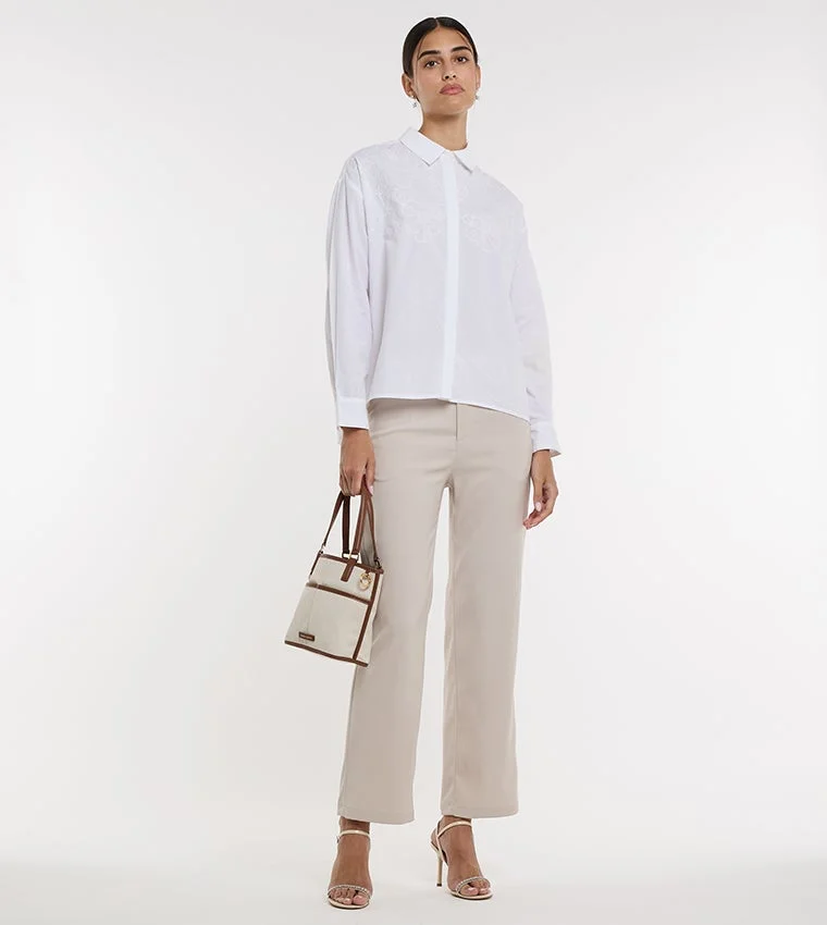 بي سي بي جي BCBG Embroidery Long Sleeve Shirt