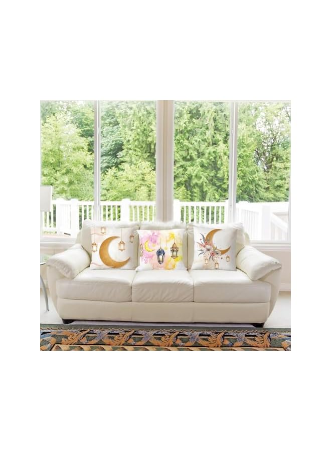 The Bros Ramadan Pillow Covers,4 Pcs Gold Moon and Light Pillow Cases,Ramadan Mubarak Decorations Cushion Cover,Bed Couch Sofa Pillow, Car Chair Pillow,18x18 inch(45x45cm) - Image 3