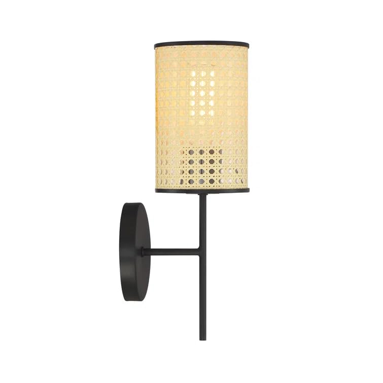 AKWAY Rattan and Webbing Wall Lamps for Living Room | Bamboo Wall Lights for Bedroom | Wicker Wall scones for Home Decoration (Hexagonal Webbing Straight) - Image 5