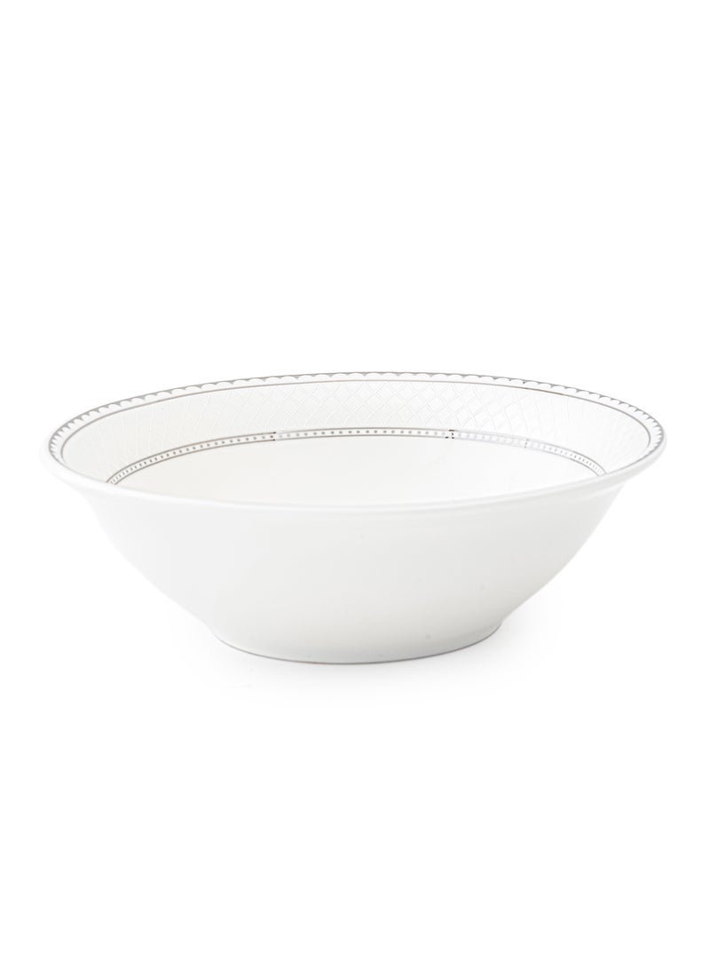 Shallow JUNA New Bone China Bowl 23 cm – Large White Serving Bowl with Subtle Texture for Salads & Sharing, Premium Tableware for Daily Use, Brunch, Ramadan, Eid, Diwali & Gifting - Image 1