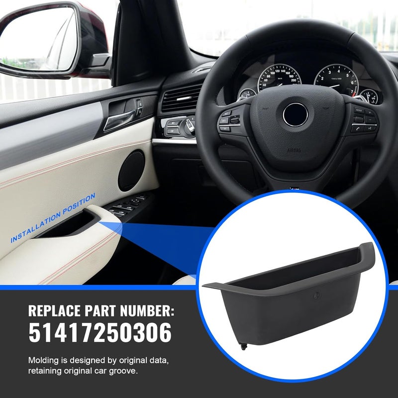 GZYF Car Auto Interior Inner Door Handle Pull Trim for BMW X3 X4 F25 F26 - Front Left Side, Black - Image 5