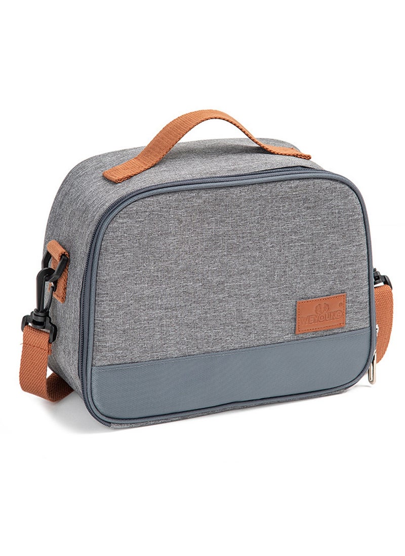 TYCOM Insulated Lunch Bag Lunch Box Large Cooler Tote Bag for Men Women and Children Double Deck Cooler for Office and Picnic B-8012-1 Grey.  - Image 1