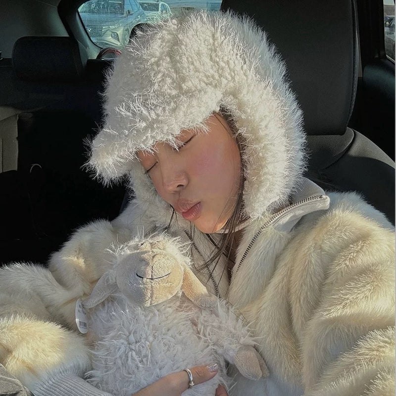 Autumn and winter warm plush solid color thick Lei Feng cap Korean version of the latest anti-freezing ear protection flight cap men and women all-match - Image 2