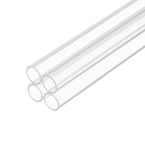 Rebower 12" Clear Plastic Rigid Pipe 8mm ID x 10mm OD (5/16" ID x 3/8" OD) Acrylic Round Polycarbonate Tubing, [for Plumbing, Hydraulics, Aquarium] - 4Pcs - Image 1