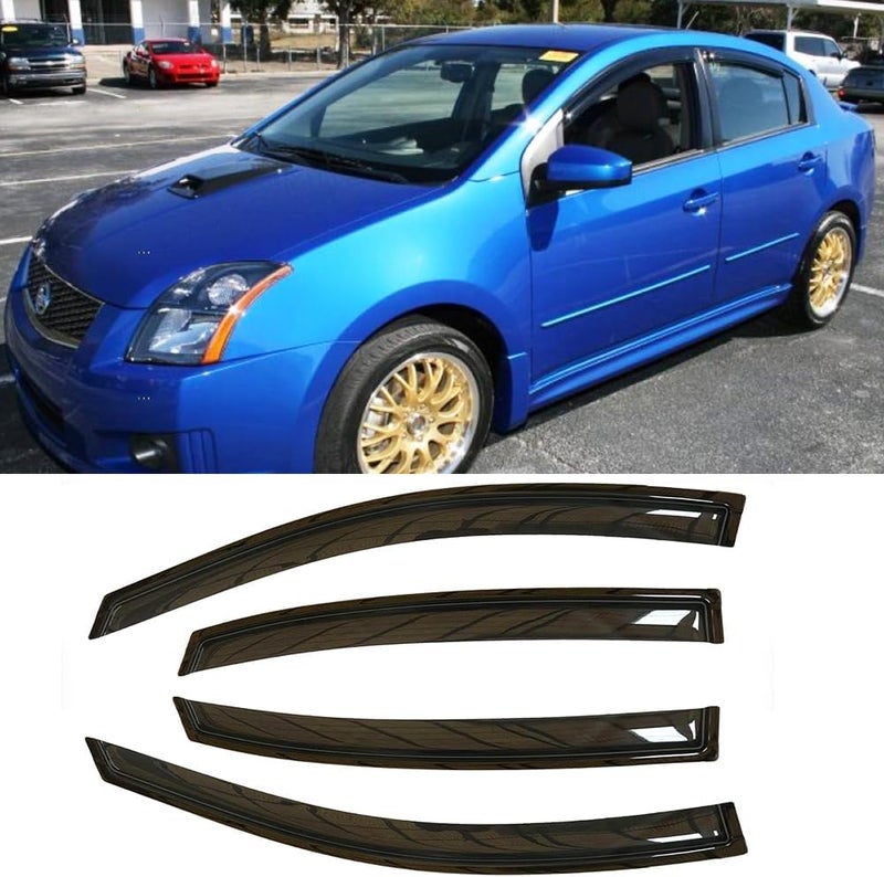 Puermto Side Window Visors Wind Deflector for 2007-2012 Nissan Sentra - 4pcs Dark Smoke Rain Guards - Image 1
