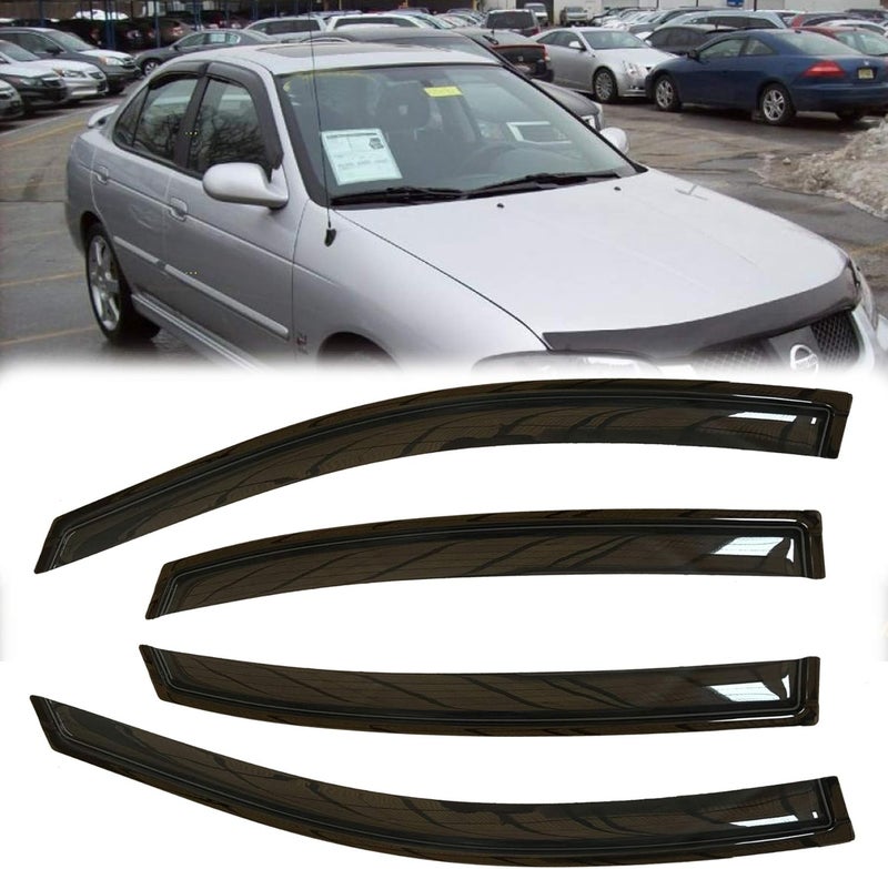 Puermto Side Window Visors Wind Deflector for 2007-2012 Nissan Sentra - 4pcs Dark Smoke Rain Guards - Image 2