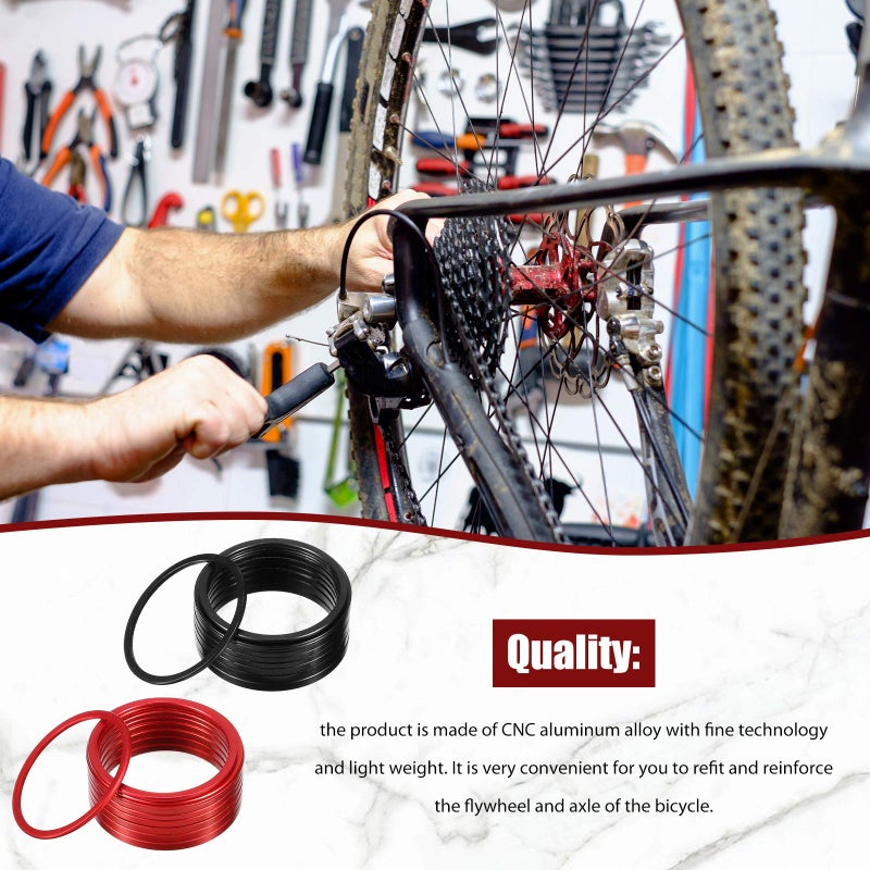 Skylety سكايليتي 20 قطعة فاصل قاعدة الدراجة الهوائية 7 8 9 10 11 سرعة كاسيت سبائك الألمنيوم غسالة محور العجلة الطائرة فاصل محور العجلة الطائرة 1 مم 1.5 مم 2 مم 2.5 مم 3 مم غسالة قاعدة الدراجة BB - Image 3