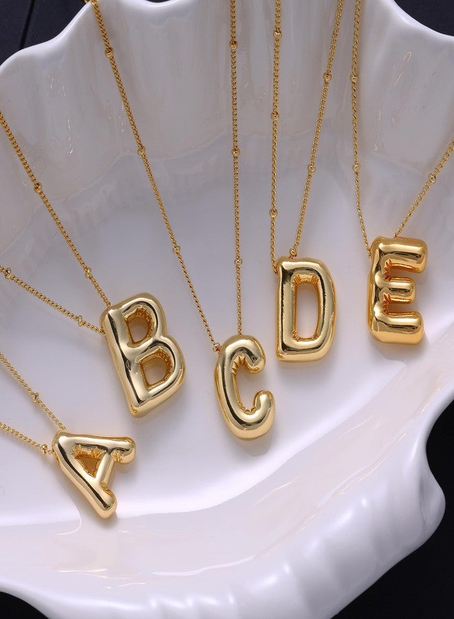 Ewrkbrㅤ Bubble Letter Necklace for Women, 14k Gold Plated Balloon Initial Necklace Chunky Pendant Necklace Dainty Charm Initial Necklaces for Women Trendy Chunky Custom Name Necklace Jewelry for Womens, Brass - Image 5
