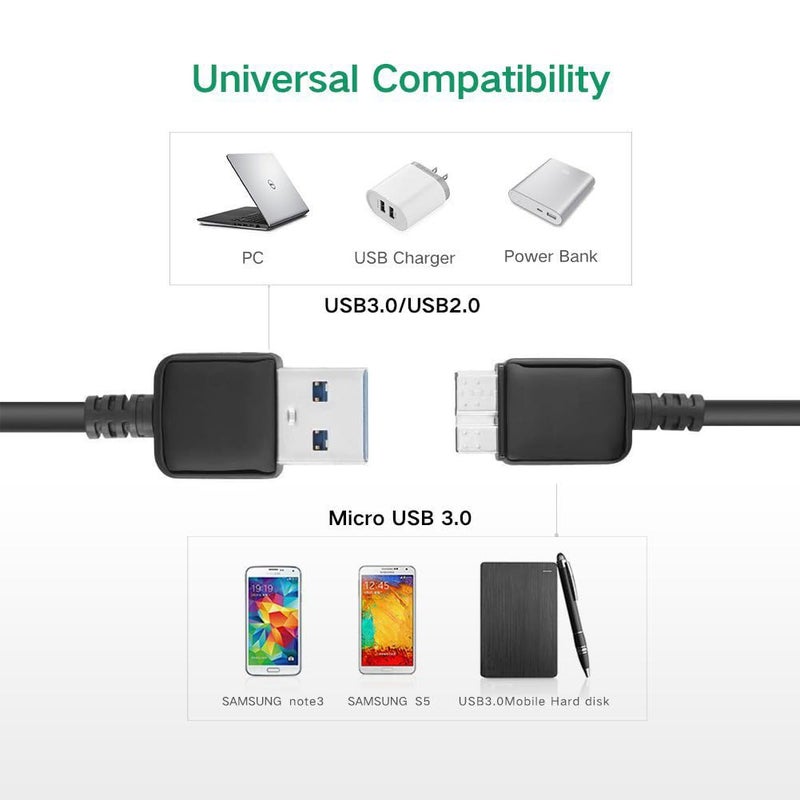 Yxflz USB 3.0 Cable - External Hard Drive Cord USB 3.0 A to Micro B Cable Compatible with Western Digital WD My Passport, Seagate, Toshiba Canvio, Samsung Galaxy S5, LaCie, Elements, Note Pro 12.2 & More - Image 4