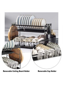 Occuwzz Drain rack 2 layers large capacity with removable cutting board rack cutlery rack cup rack suitable for large kitchen dish drying rack  - Image 4