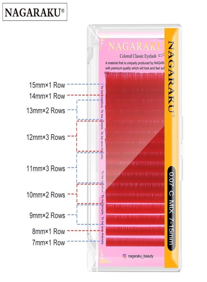 NAGARAKU Pink Individual Eyelashes Colored Classic Eyelash Extension from BELLE GAGA 0.07mm D Curl 7-15mm Mix Tray 16 Rows False Lash Extensions - Image 3