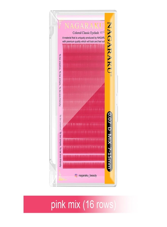 NAGARAKU Pink Individual Eyelashes Colored Classic Eyelash Extension from BELLE GAGA 0.07mm D Curl 7-15mm Mix Tray 16 Rows False Lash Extensions - Image 2