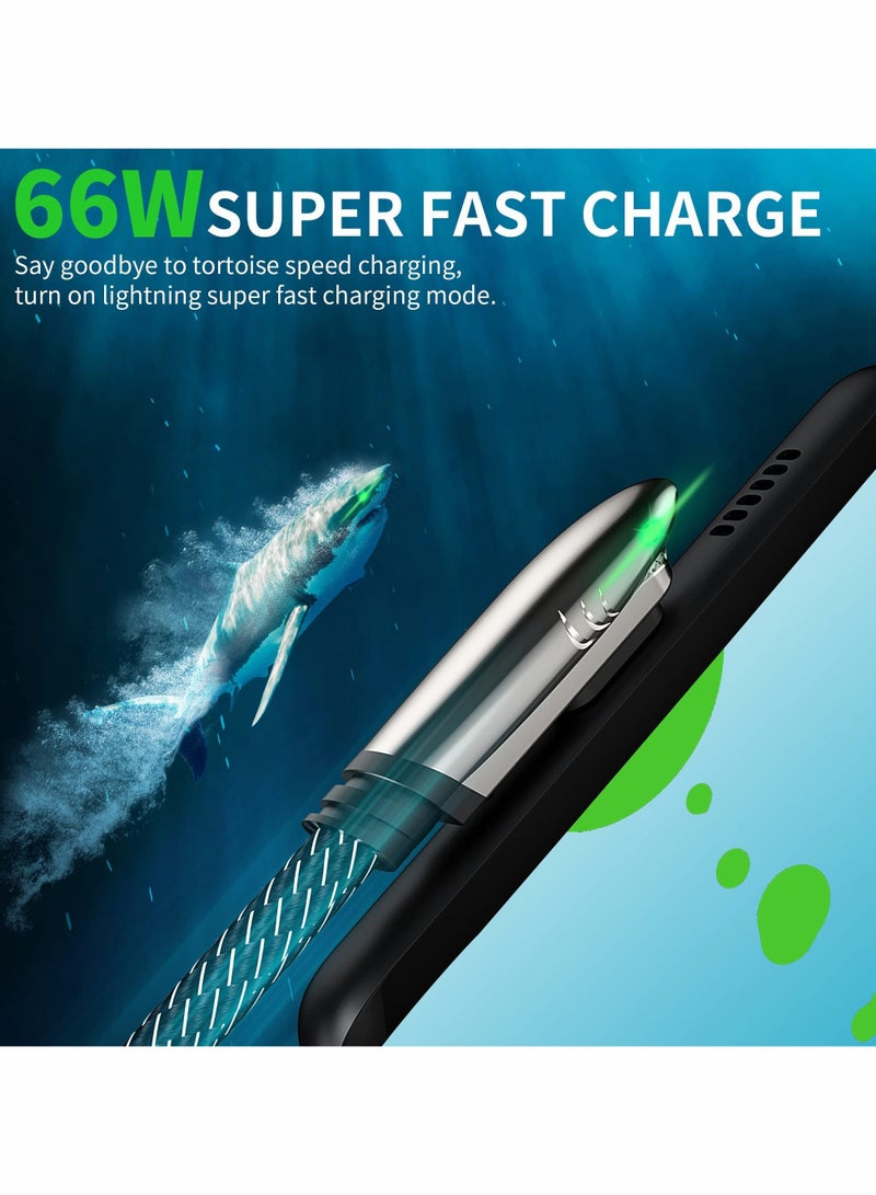 Excefore USB C Cable Right Angle 90 Degree Cable, 6ft + 4ft【66W】Game Design Right Angle USB C Cable L Shape USB to Type C Elbow Quick Charging and Data Transfer Cord - Image 2