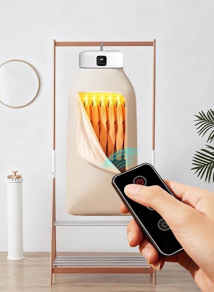 إيفرين مجفف ملابس كهربائي قابل للطي بقوة 600 وات مع رف تجفيف ذكي عن بعد، آلة تجفيف محمولة للسفر مع توقيت 220 فولت، شاشة رقمية - Image 1