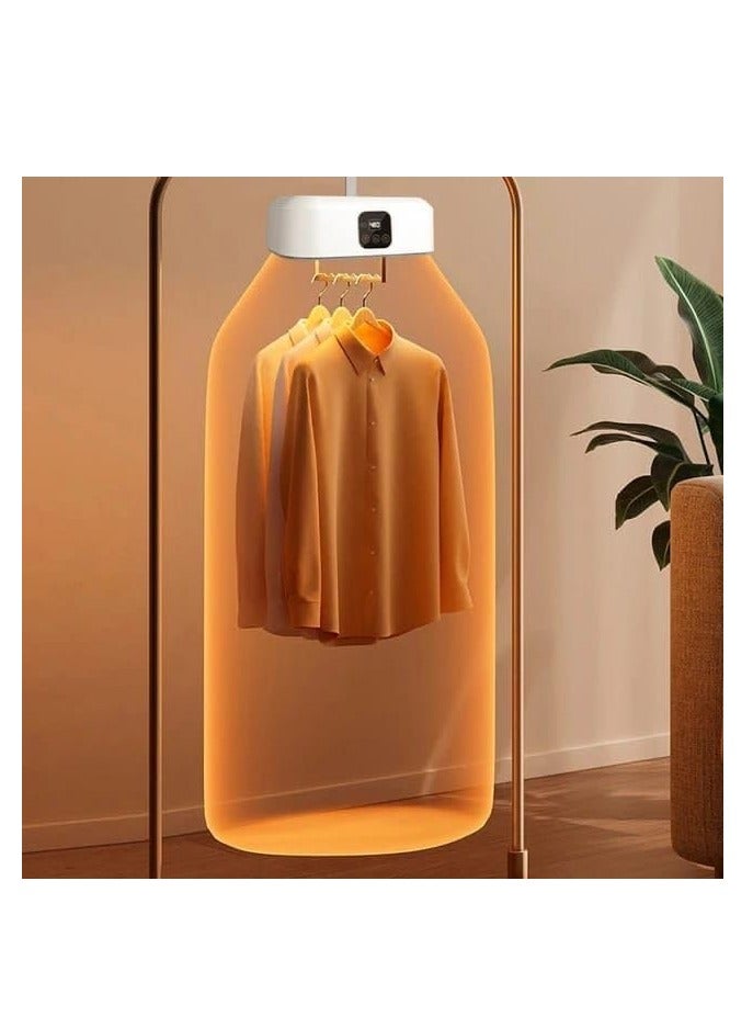 إيفرين مجفف ملابس كهربائي قابل للطي بقوة 600 وات مع رف تجفيف ذكي عن بعد، آلة تجفيف محمولة للسفر مع توقيت 220 فولت، شاشة رقمية - Image 2