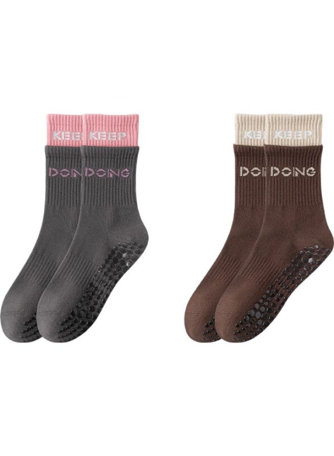 Liberal Yoga Socks For Women, 2 Pairs, Dance Fitness Pilates Anti-Slip Professional Sports Socks, Mid-Length, Spring And Summer - Image 2