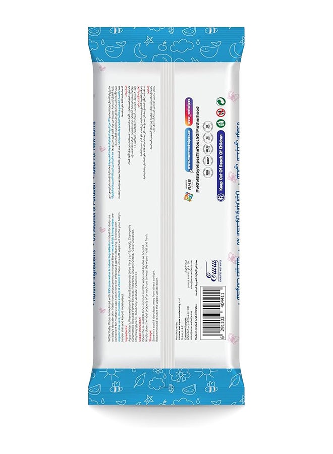 WOW Baby Wipes - Mild Fragrance 99% Water Wipes | Extra Thick Long Wipes with Organic Aloe Vera, Chamomile Extract and Vitamin E, Gentle on sensitive skin| 26's Single Pack - Image 2