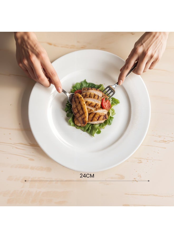 Luminarc White Ceramic Dinner Plate Set of 2– 24cm Round Plates  Durable Everyday Dining Plates for Home Hotel & Restaurant Use - Image 2