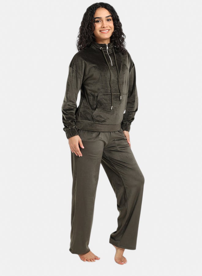 Carina Velvet High Neck Pyjama Set - Image 2