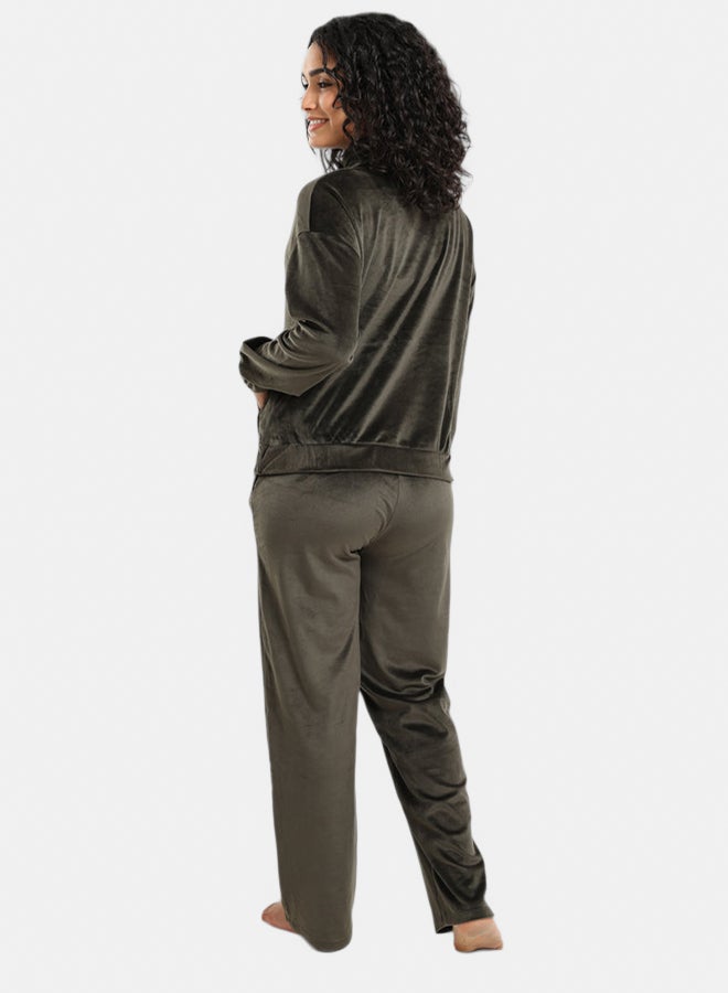 Carina Velvet High Neck Pyjama Set - Image 3