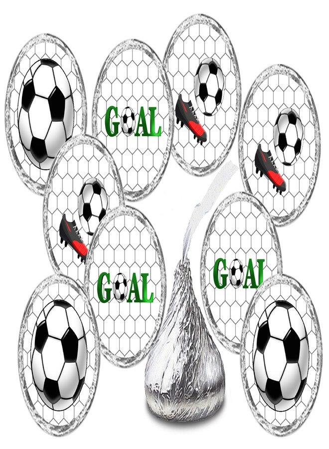 RokAPary 216 Sports Soccer Kisses Stickers, Kisses Stickers for Birthday Party, Baby Shower, Wedding, Graduation, or Any Family Event Decorations, Candy Not Included. Made in USA - Image 1