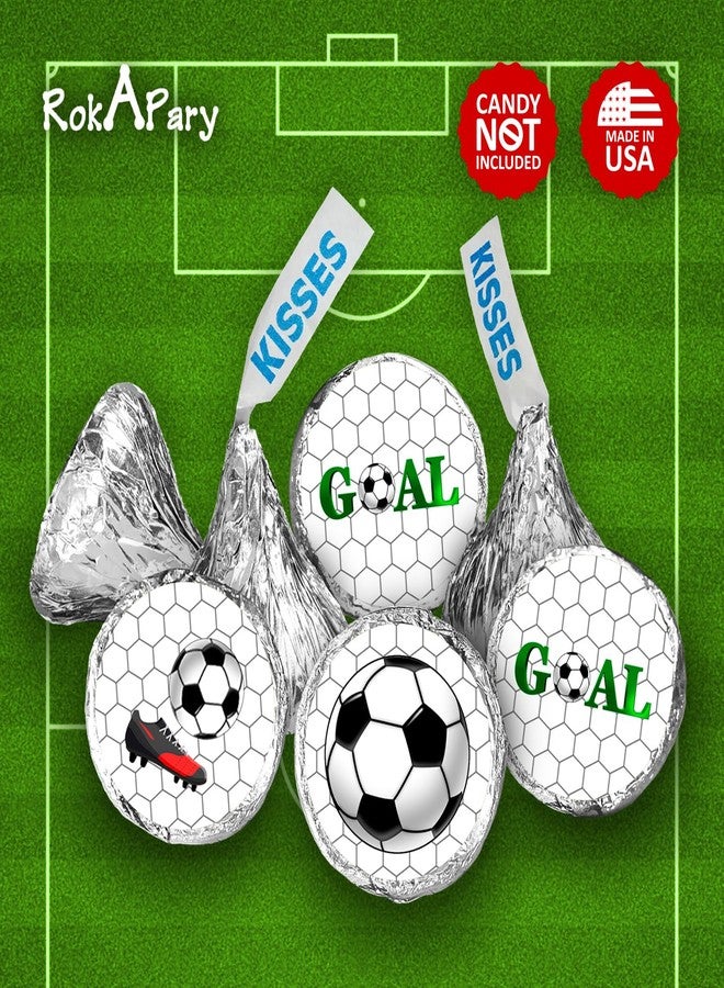 RokAPary 216 Sports Soccer Kisses Stickers, Kisses Stickers for Birthday Party, Baby Shower, Wedding, Graduation, or Any Family Event Decorations, Candy Not Included. Made in USA - Image 2